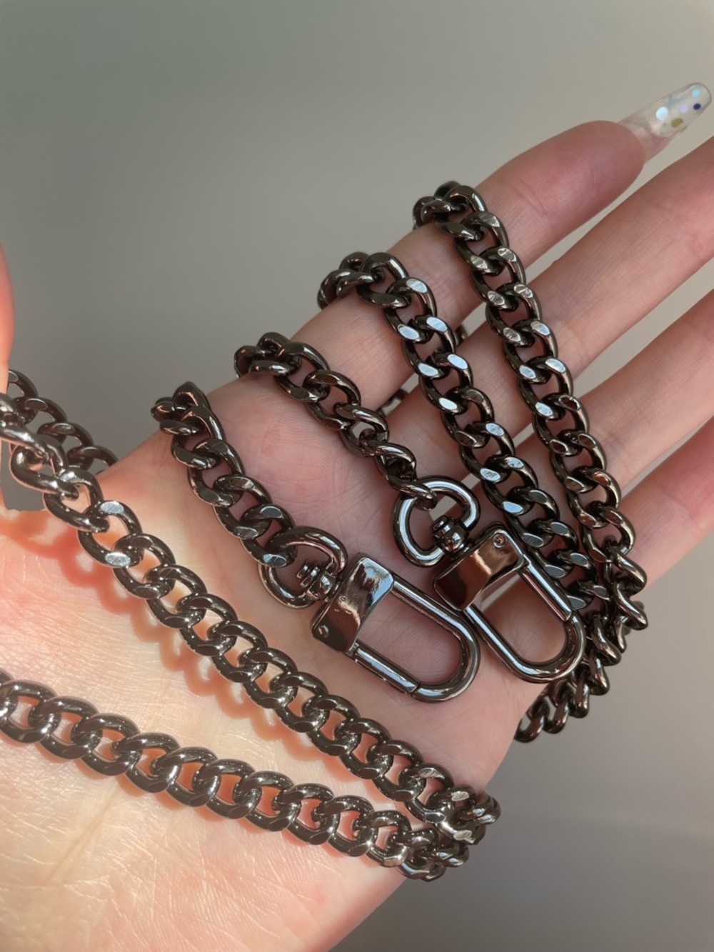 🆕 Gunmetal Tone Purse Chain Strap – High Quality Brass Chain